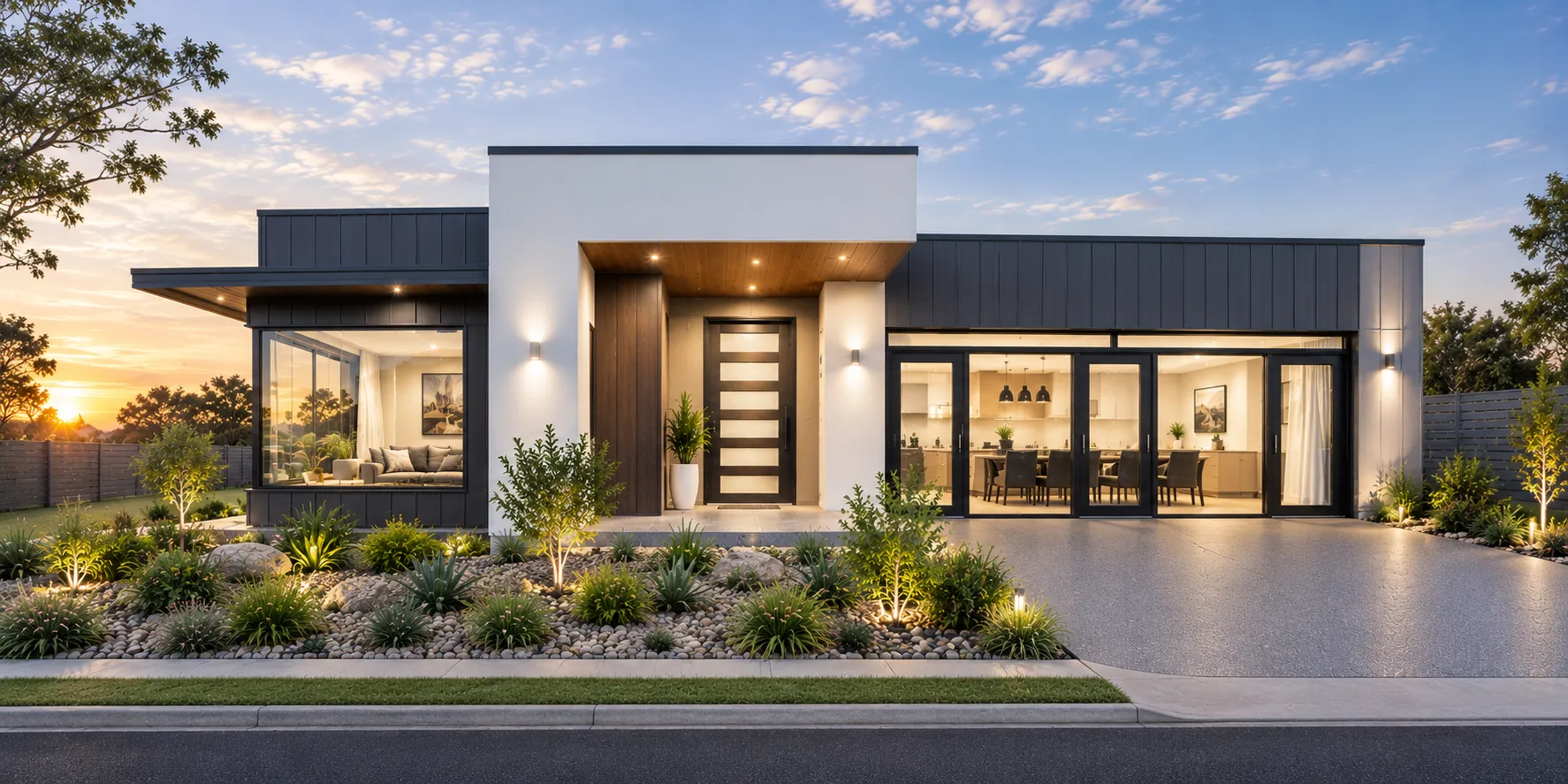 Single-storey Sutton home at dusk